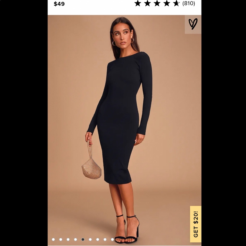 Lulus black open back midi dress NWT